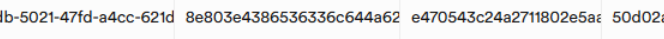 What the encrypted data looks like in the database: a record ID followed by long strings of unreadable ciphertext instead of the user's answers.